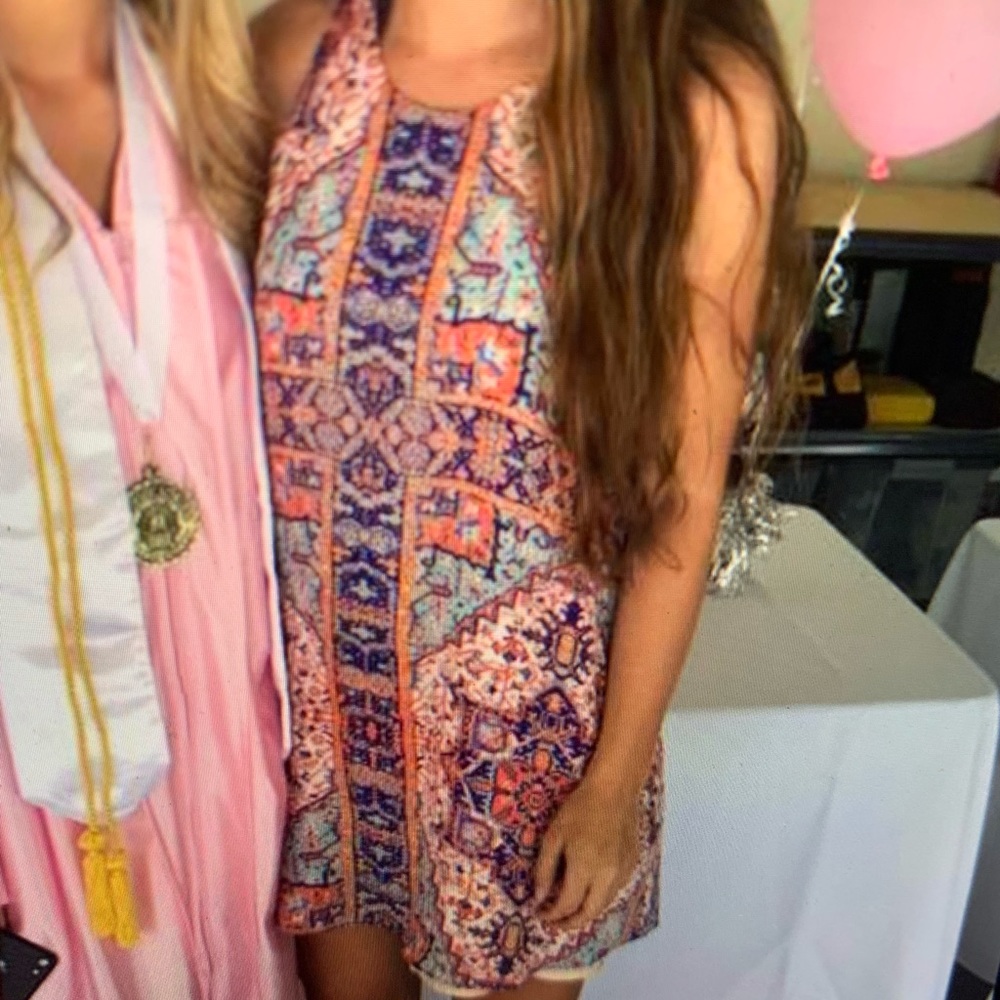 patterned mini dress